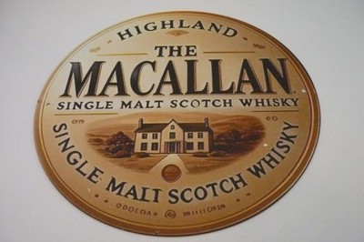 Highland Macallan Single Malt Scotch Whisky Round Sign 8x8 Bar Decor