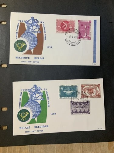 Belgium lot of 2 1958 FDC Covers United Nations Bruxelles Belgium World’s Fair 3