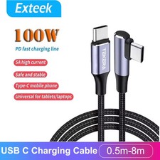 0.5m-8m USB C to USB Type C Cable Data 100W PD QC 4.0 Fast Charging Right Angle