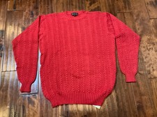 Loro Piana Men's Red Cable Knit Crew Neck Sweater, Size L  50