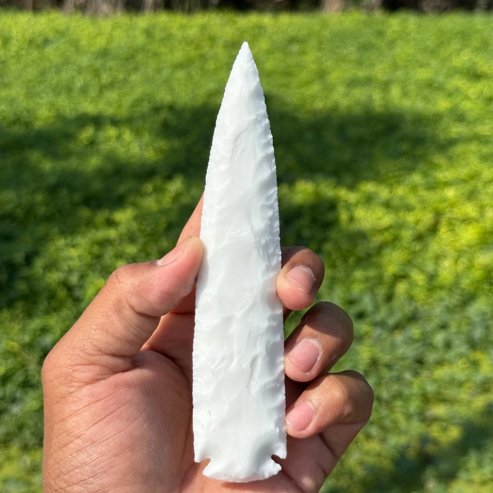 Incroyable rare têtes de flèches en verre de jade blanc têtes de flèches fait... - Photo 4/4