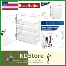 Clear Acrylic 4-Tier Locking Display Case with Shelves for Collectibles 11.8x...
