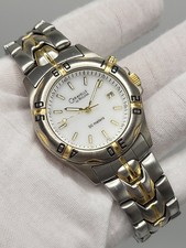 38mm NEAR MINT Caravelle by Bulova Men's Diver style Two-tone white dial watch