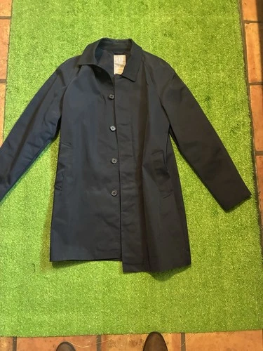 Gap Mac Navy Blue Mens Water Resistant Rain Coat Button Up Trench Size XS New video thumbnail