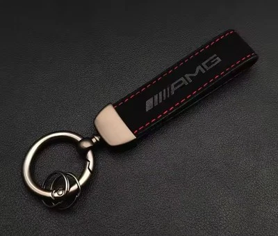 Premium Luxury Mercedes AMG Suede Keyring Chain Black Red A45 C63 E63 G63
