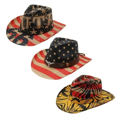 Adult Graffiti American-Flag Pattern Hat for Spring Summer Taking Photo Hat