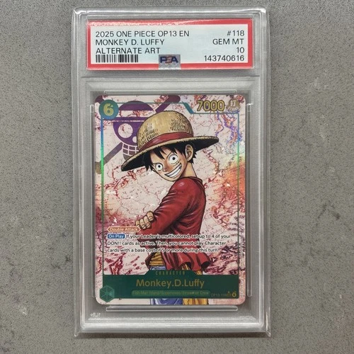 One Piece Monkey D. Luffy PSA 10 English OP13-118 2025 Alt Art SEC