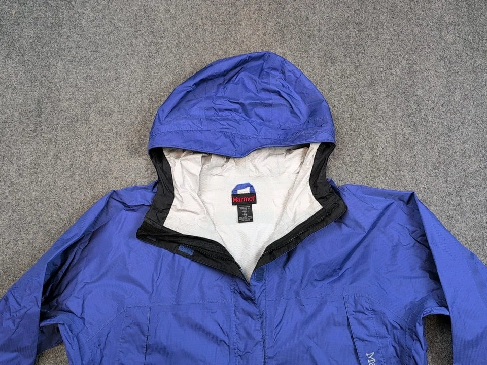 Chaqueta de lluvia Marmot para mujer XL exterior con capucha impermeable Ripstop azul Foto 2 de 4