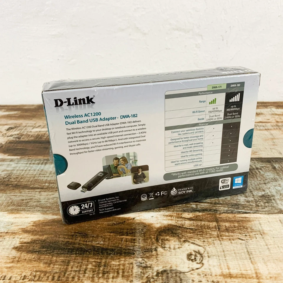 [NEW SEALED] D-Link Wireless AC1200 Dual Band USB 3.0 Adapter DWA-182 - Image 2 of 2