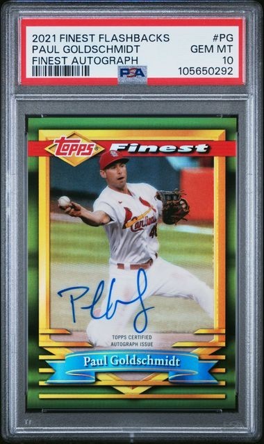 Topps 2021 Finest Flashbacks Paul Goldschmidt #94H-PG Auto Refractor /25 PSA 10