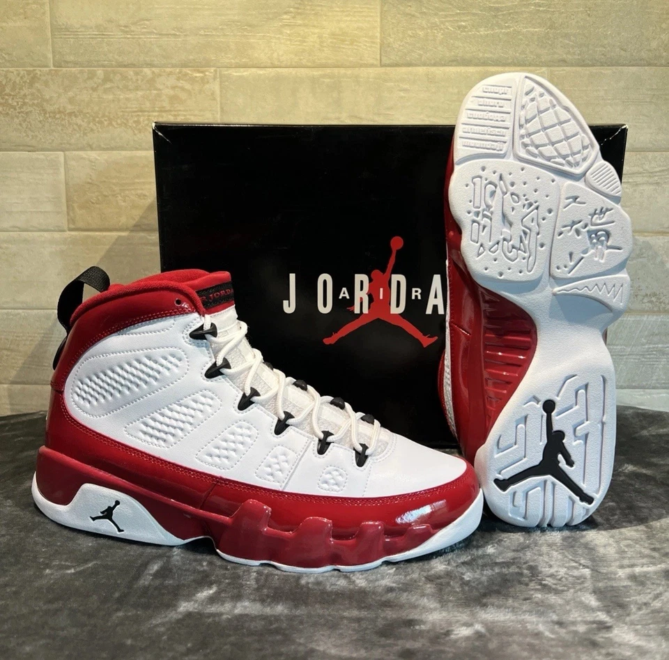 Air Jordan 9 Retro Blanco Gimnasio Cuero Rojo Zapatos de Baloncesto Talla 10 Para hombres 302370-160 Foto 2 de 4