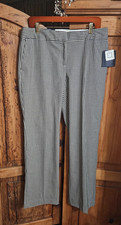 New Liz Claiborne Pants Women  s Jackie Black Check Straight Leg Flat Front 12