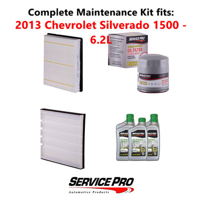2013 Chevrolet Silverado 1500 6.2L Complete Oil, Air & Cabin Filter Kit (5W-30)