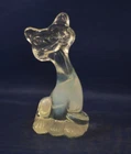 Fenton Happy Kitty 4" tall Crystal Opalescent FAGCA Glows Green