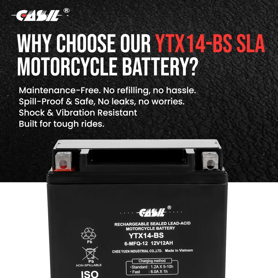 YTX14-BS Motorcycle Battery for KAWASAKI 1100CC Ninja ZX-11 (CN) 1993 - 1994 - Image 4 of 4