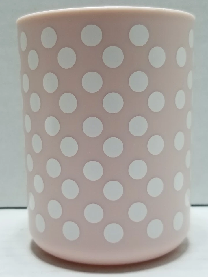 Vanity Cup Tumbler Plastic Toothbrush Makeup Brush Holder 10oz Polka Dot 4" Fun! - Image 2 of 4