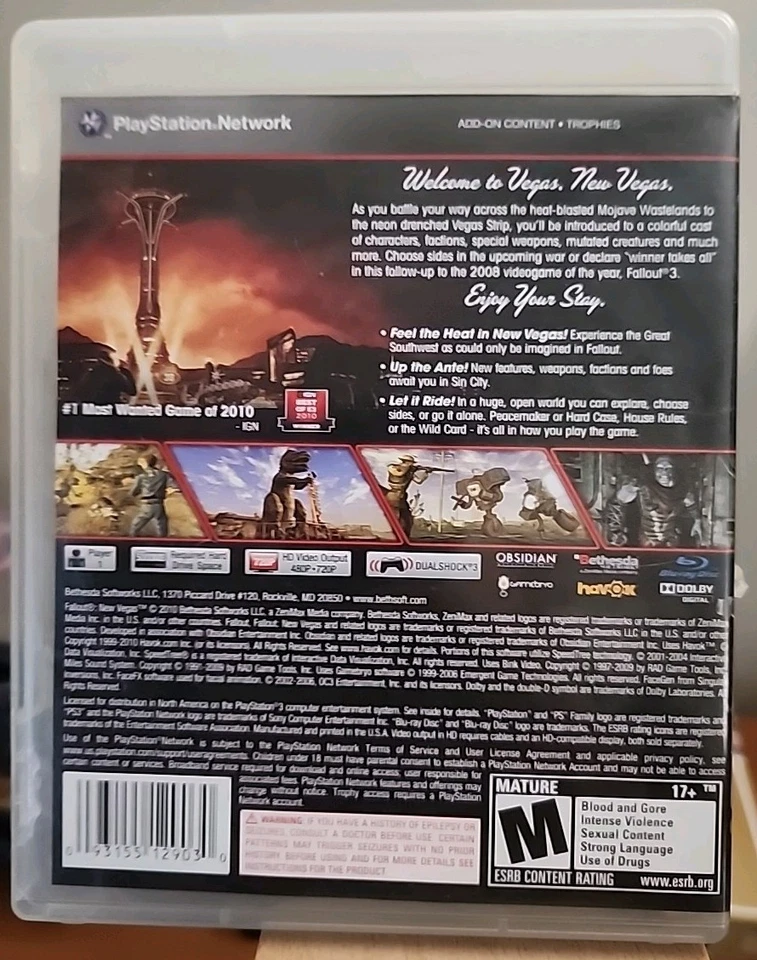 Fallout: New Vegas (Sony PlayStation 3, 2010) PS3 CIB Completo com Manual - Imagem 2 de 4