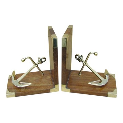 Buchstützen - Anker Buchständer aus Holz/Messing 31 x 17 cm Sea-Club