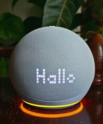 top! selten Amazon Echo Dot 4 Generation Mit Uhr LED Display Alexa Blau Grau