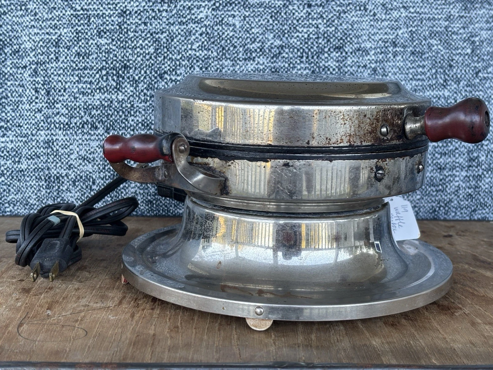 Vintage Waffle Iron Maker Art Deco Torrid 1900's Connecticut Works, Red Accent