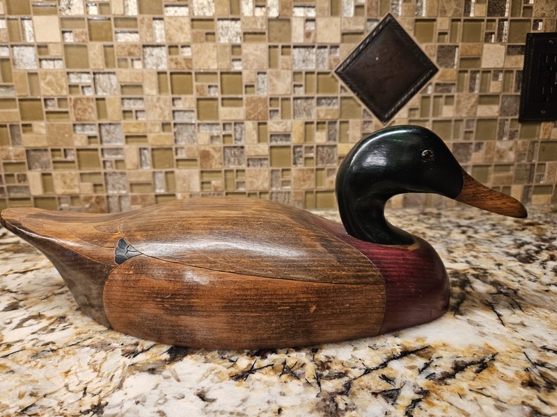Vintage Wooden Drake Mallard Decoy Carving