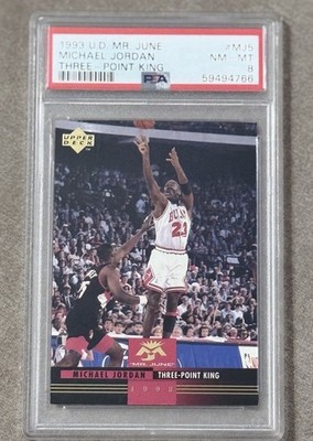 1993 Upper Deck Michael Jordan Mr. June #MJ5 Three-Point King PSA 8