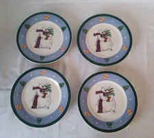 4 Pfaltzgraff Snow Bear Salad Plates New