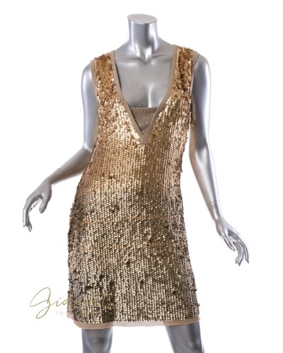 Tory Burch Size M Sequin Panzi Gold 