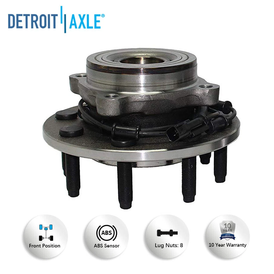4WD Front Drilled Rotors Brake Pads Wheel Bearing Hubs for Dodge Ram 2500 3500 - Image 3 of 4