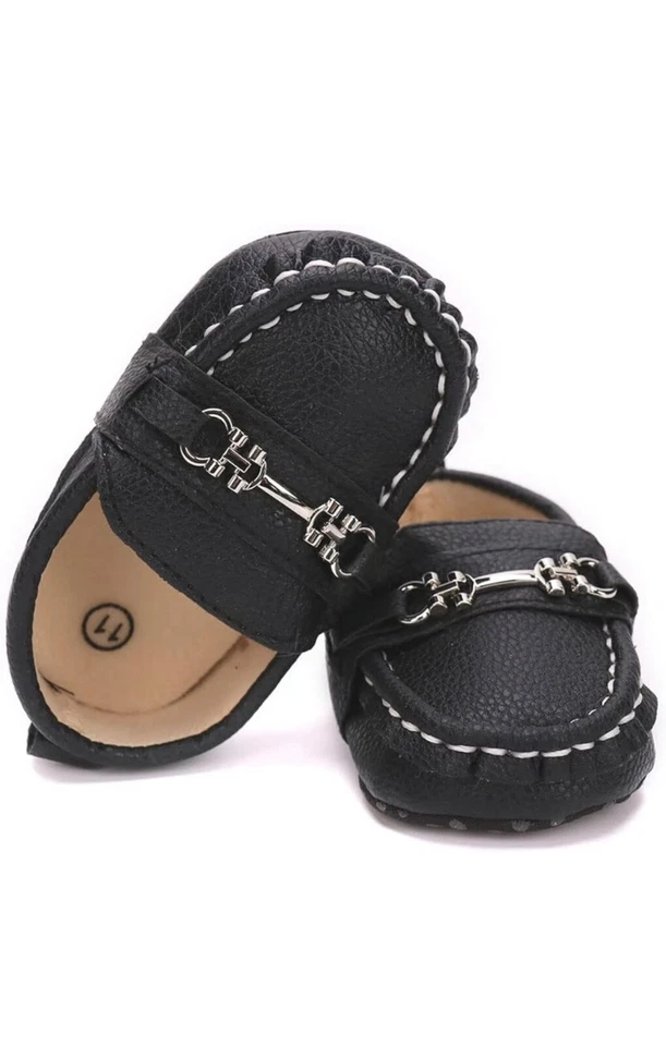 baby boy black loafers with silver detailing size 12-18 months toddler BRAND NEW - Image 3 of 3