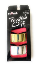 scunci Ponytail Cuff Set - 2 Pieces Gold and Silver 