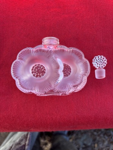 Lalique Glass Perfume Bottle Deux Fleurs Signed Vintage - Picture 7 of 8