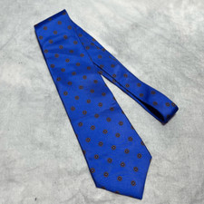 VINTAGE STAFFORD SILK VIBRANT BLUE W/ RED WHITE BLUE CIRCLES TIE MADE IN USA EUC