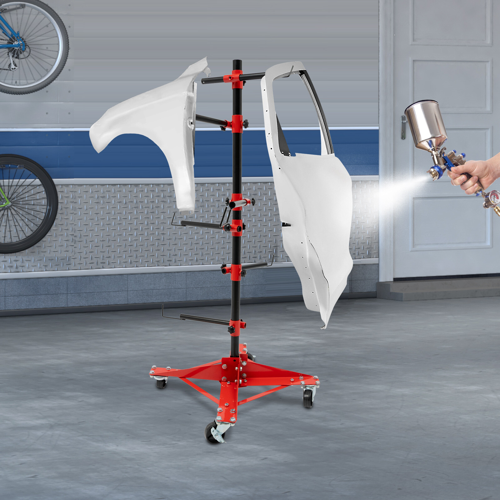 Auto Body Door Fender Paint Stand 100KG Adjustable Center Post Hang Iron Stand