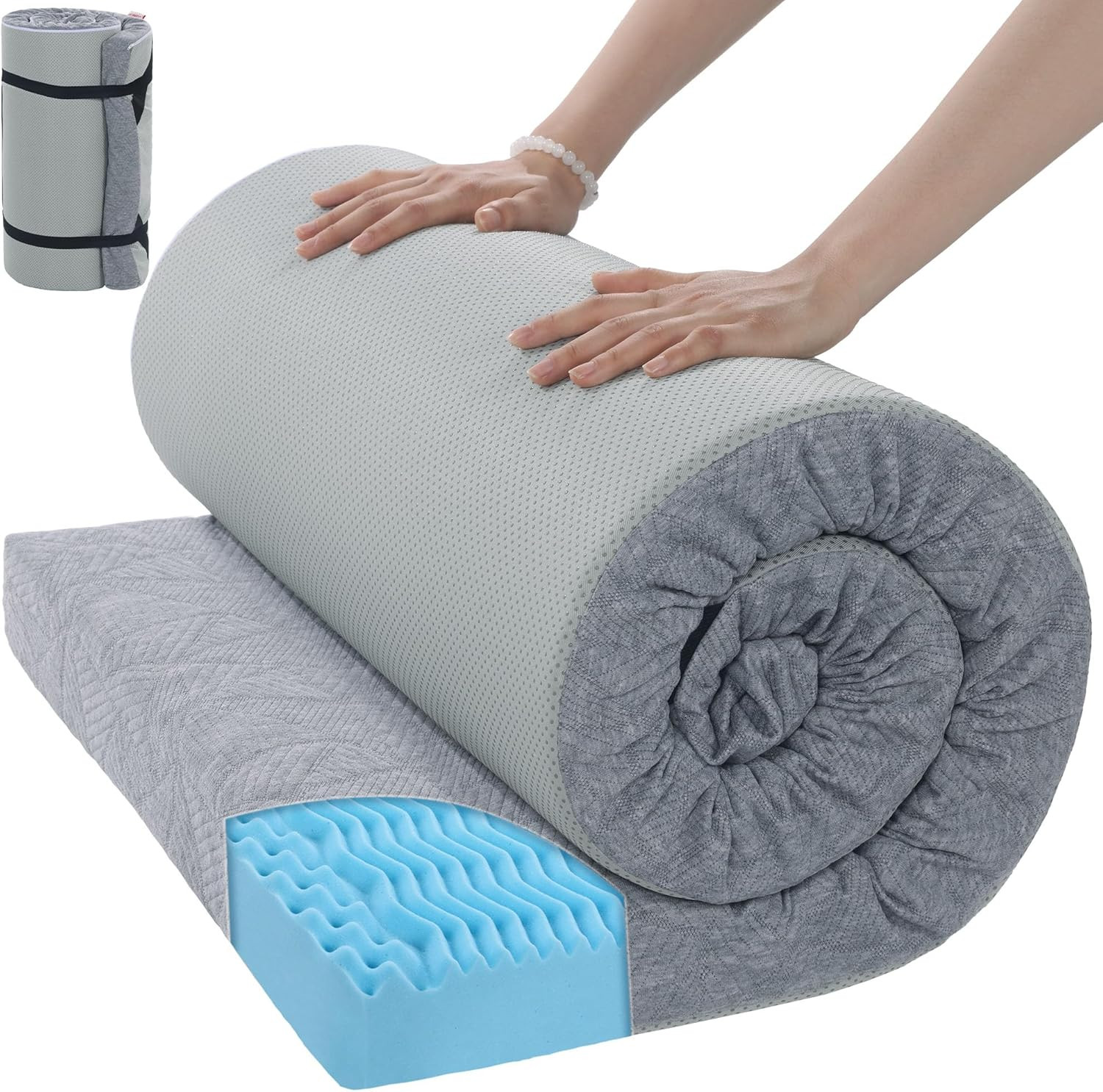 Colchón de camping de espuma viscoelástica de 3 pulgadas de grosor para dormir a