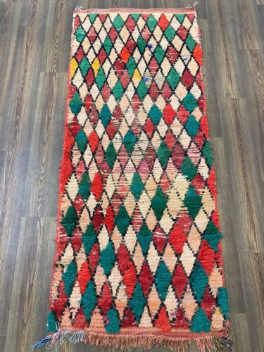 Vintage Soft Wool Runner Rug,Moroccan Entryway Shag Kilim Area Rug,Handmad,3x7ft - Picture 3 of 14