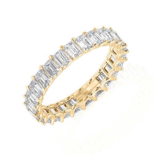 14K Yellow Gold Emerald Cut Eternity Band 3.00 ct.tw. Lab Grown Diamond - Picture 2 of 4