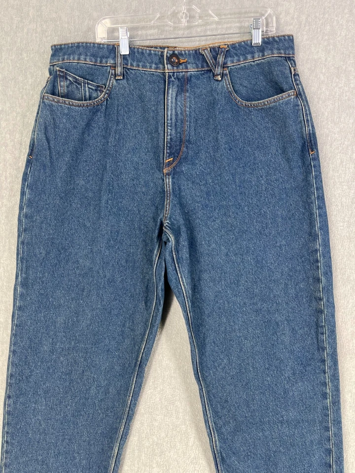 Volcom Jeans Men 36 Blue Denim Faded Loose Fit Tapered Billow 37W-28L - Image 2 of 4