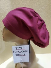 Solid Burgundy Women's  Euro/Chef Surgical Scrub Hat/Cap Handmade