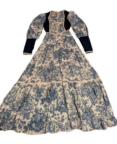 70s Vintage Gunne Sax Blue Gingham Prairie Dress Sz Small | eBay