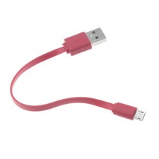 MicroUSB Short USB Cable Charger Cord Power Wire Red Flat Fast for Tablets