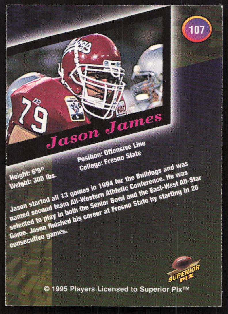 1995 Superior Pix #107 Jason James Autographs #/6500 Fresno State