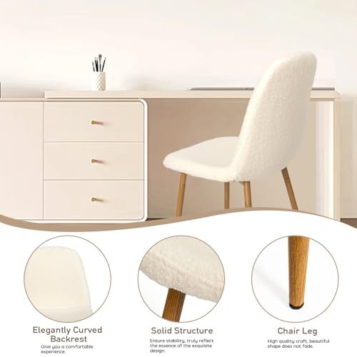  Modern Dining Chairs Set of 4, Upholstered Fabric Armless Dining Room Seating 