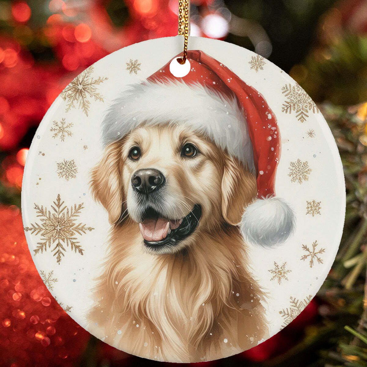 Caroline's Treasures Ornamental Natalizio In Ceramica Con Golden Retriever E Fiocchi Di Neve – Multicolore 7,1 Cm