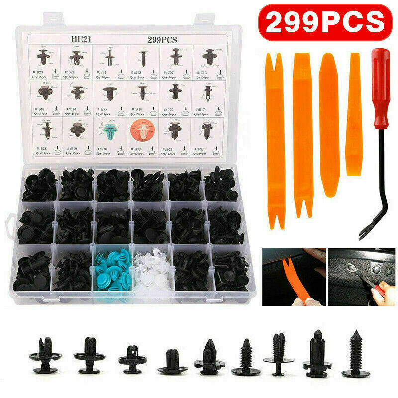 299 Piezas de sujetadores de parachoques de empuje del cuerpo Clips de guardabar