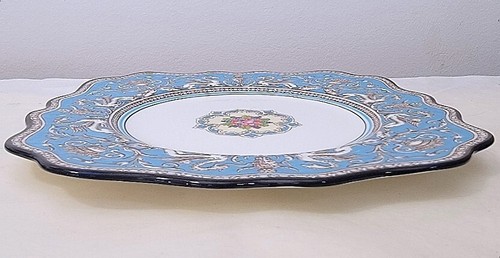 Plato de ensalada cuadrado central floral azul turquesa florentino Wedgwood 8" 632 - Imagen 2 de 4