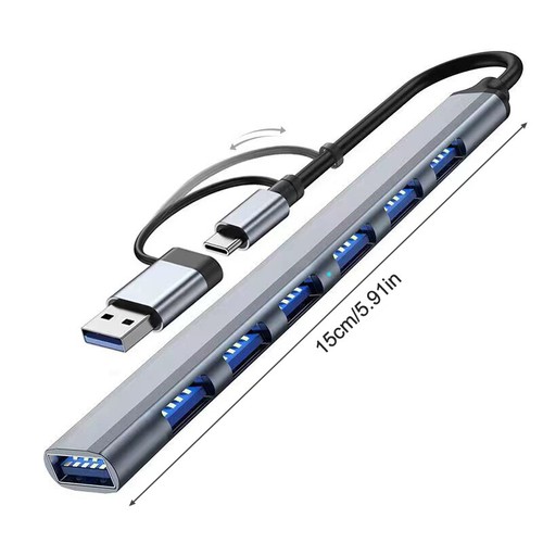 7Ports USB Type-C Splitter Multi Splitter For Computer Multiport USB A HUB P-*- - Afbeelding 3 van 16