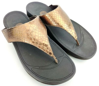 FitFlop Lulu Snake Bronze Womens Size 11 Slides Slipper Flip Flop Thong  Sandals