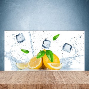 Küchenrückwand aus Glas 100x50cm ESG Spritzschutz Limette Eiswürfel