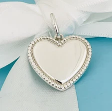 Tiffany & Co Heart Pendant Beaded Edge Milgrain Engravable Pendant or Charm